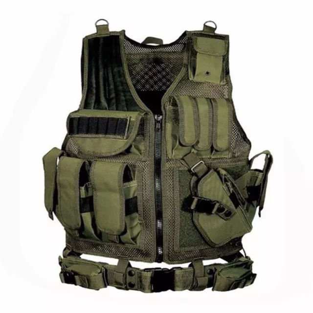 Police Swat Special Forces Tactical Army Military Molle Assault Vest Combat Camo