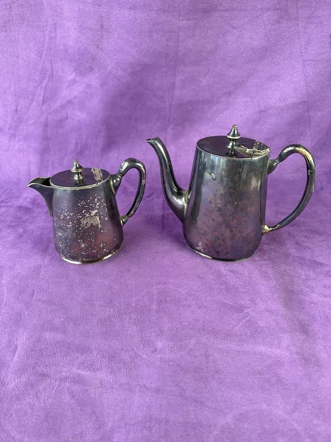 CPR Canadian Pacific Railway Coffee Pot & Creamer Elkington Plate