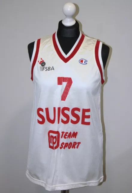 Vintage Switzerland National womens basketball team match worn shirt #7 Champion