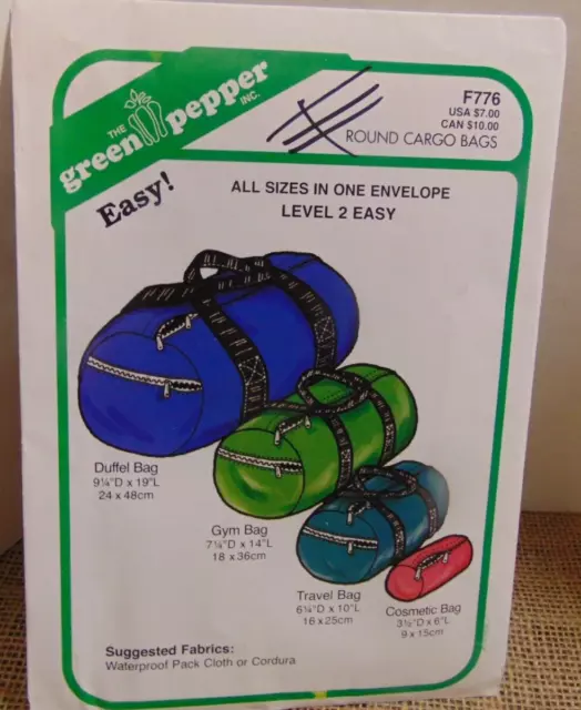 Round Cargo Bags Duffel Gym Travel Sewing Pattern #202 The Green Pepper