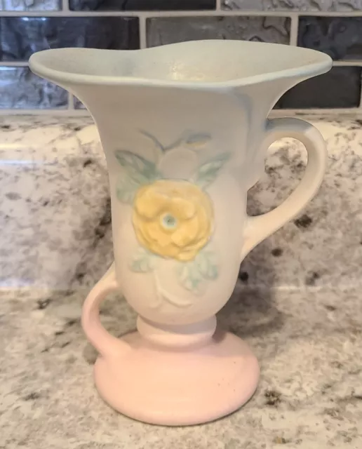 Hull Pottery Open Rose #127 Handled Vase!