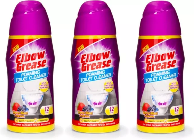 Elbow Grease Foaming Toilet Cleaner Powder Berry Blast 500g x 3