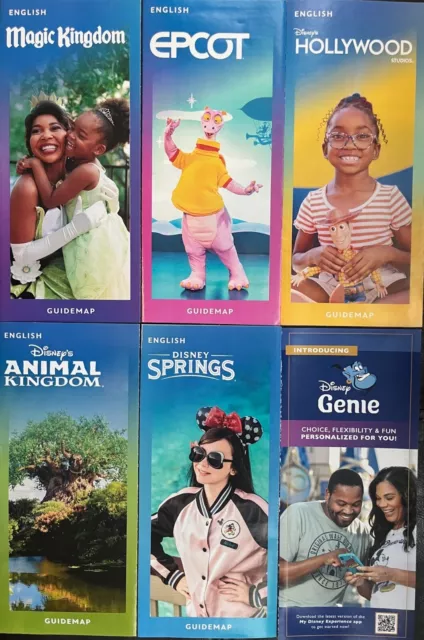 NEW 2024 Walt Disney World Theme Park Guide Maps 5 Maps + Genie Lightning Lane!!