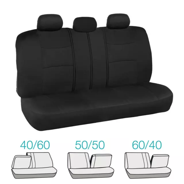 Full Set Sporty Fabric Car Seat Covers w/ Split Bench Option 5 Headrests 3