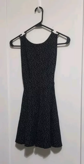 American Apparel Black Polka Dot Open Back Skater Dress *Size XS/XXS