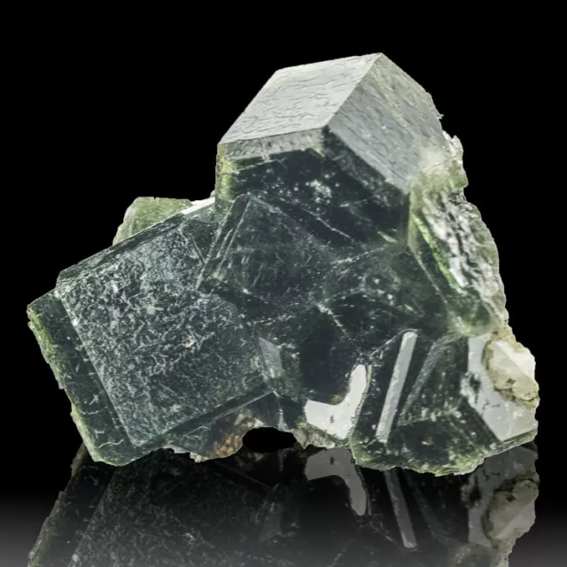 1.7" Lustrous Gemmy DarkGreen PHANTOM APATITE Crystals Sapo Mine Brazil for sale