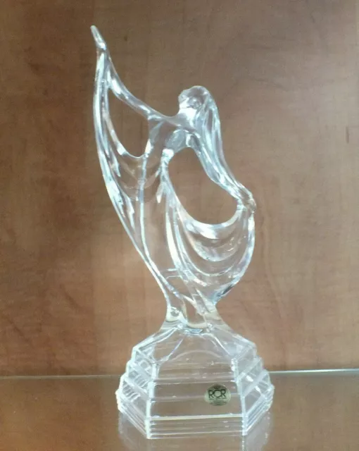 Royal Crystal Rock RCR Lead Crystal Art deco female Figurine Italy Glass