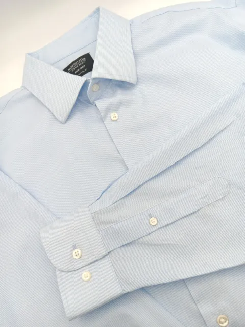 🇺🇸 Nordstrom Non-iron Traditional Fit Dress Shirt 16.5x34 Blue Stripe