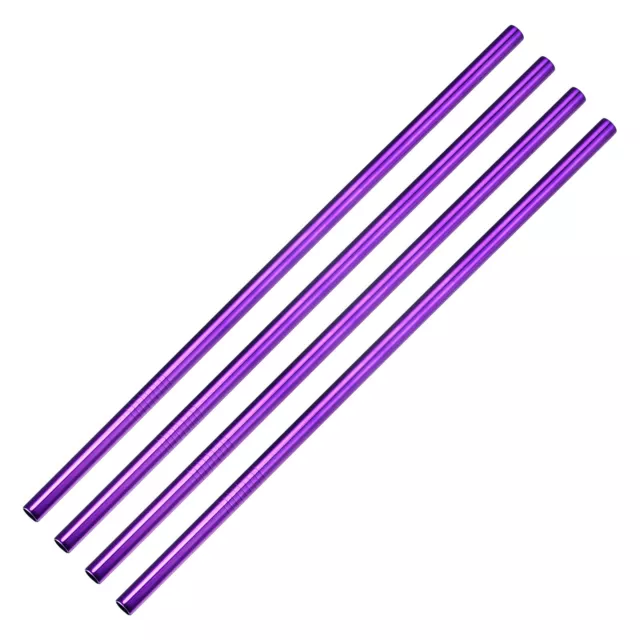 Reusable Metal Straws 4Pcs, Straight Drinking Straw 10.5" x 0.3" - Purple