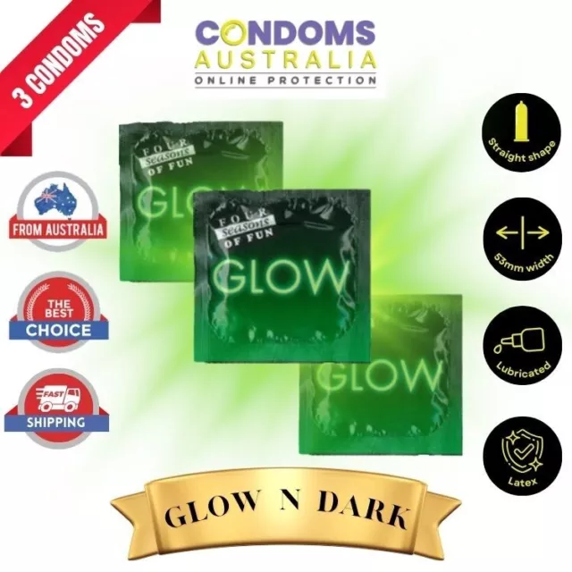 Four Seasons Glow N Dark Condoms (3 Condom) SAMPLE PACK