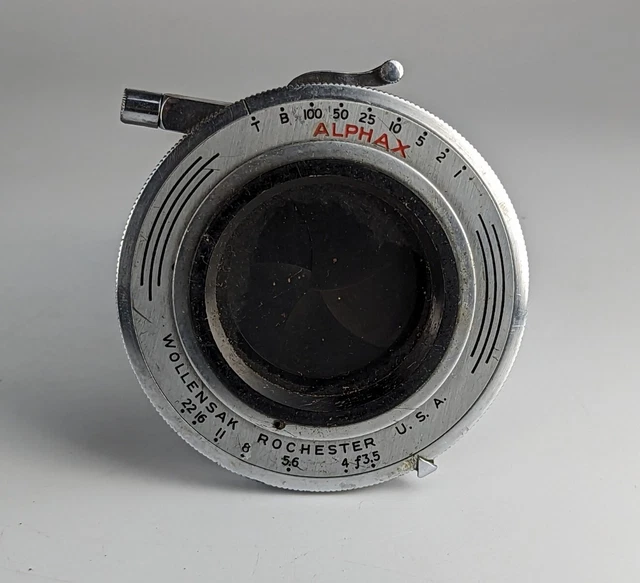 Lente Alphax Wollensak Rochester f:3,5 obturador
