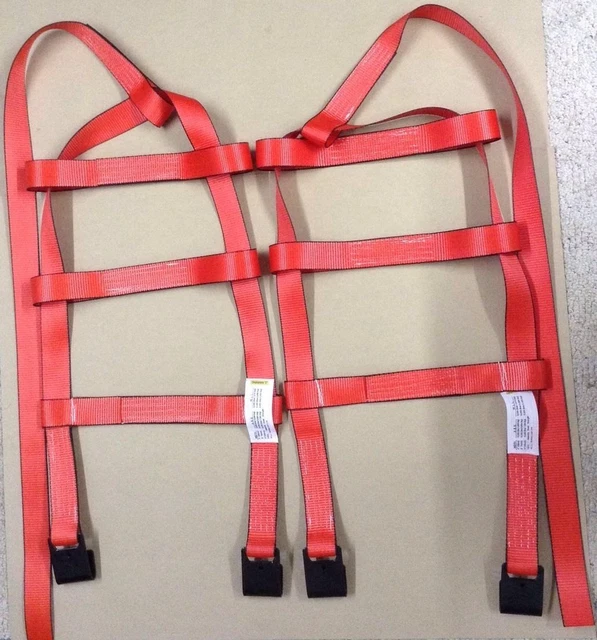 CAR BASKET STRAPS Tow Dolly Wheel Net Set Flat Hooks RED USA MADE Fits
