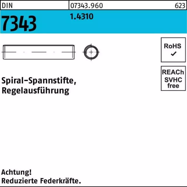 Spiralspannstift DIN 7343/ISO 8750 6 x 30 1.4310 Regelausf. DIN 7343