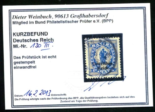 DR 1920 130III gestempelt TADELLOS BEFUND BPP 140€(D5923