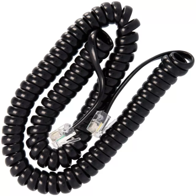 60cm RJ10 PHONE WIRE Telephone Desktop Handset Cable Lead Coiled Curly 4p4c 0.6m