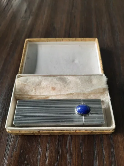 Portarossetto argento cesellato e lapislazzuli, scatola - silver lipstick holder