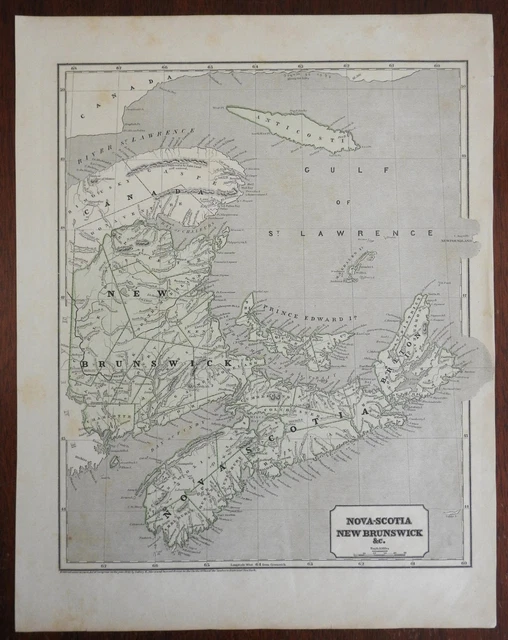 NOVA SCOTIA & New Brunswick Canadian Maritime Provinces 1843 Morse