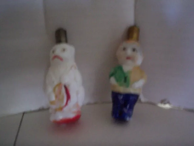 VTG. Figural Christmas Bulbs "Bear w/Mandolin","Boy w/Blue Boots"-Japan