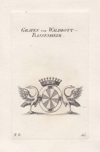 Waldbott Bassenheim Rheinland Escudo Abrigo De Arms Grabado Antiguo Imprimir