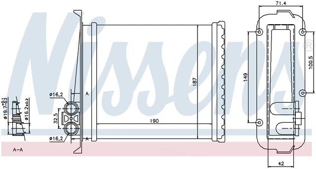 HVAC Heater Core-GLT, GAS, Eng Code: B5244T, Turbo Front Nissens 73640