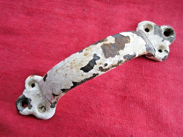 Real Antique Vintage 7 7/8" Heavy Thick Cast Iron Handle, Barn Door, Shed, Gate