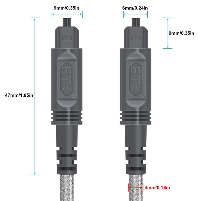 1M Câble Audio Optique Tressé Coton EMK Fibre Cinéma Maison téléviseur TV PC fil 2
