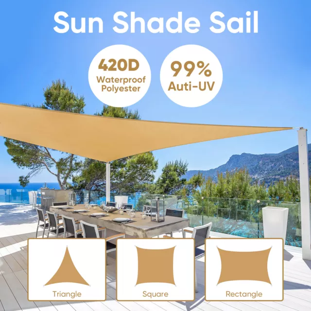 Waterproof Shade Sail Patio Awning Outdoor Garden Pool Sun Canopy Shelter Cover