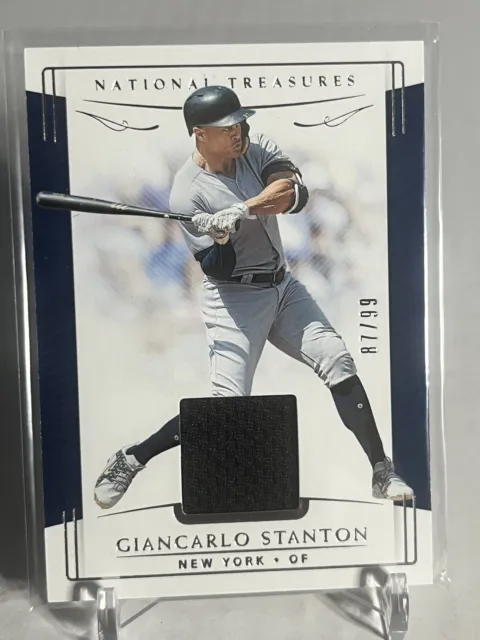 2019 National Treasures Game Used Jersey Patch Giancarlo Stanton 87/99