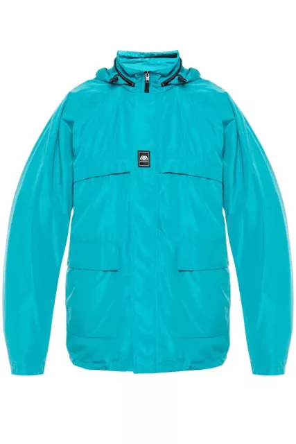 Balenciaga Windbreaker Rain Jacket Technical Faille Turquoise Blue BNWT Size 44