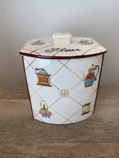 Mid Century Fred Roberts & Co. San Francisco Ceramic Canister Kitchen Flour
