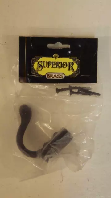 Black  iron "old English" single coat hook 50 mm high Superior brass 2019 2