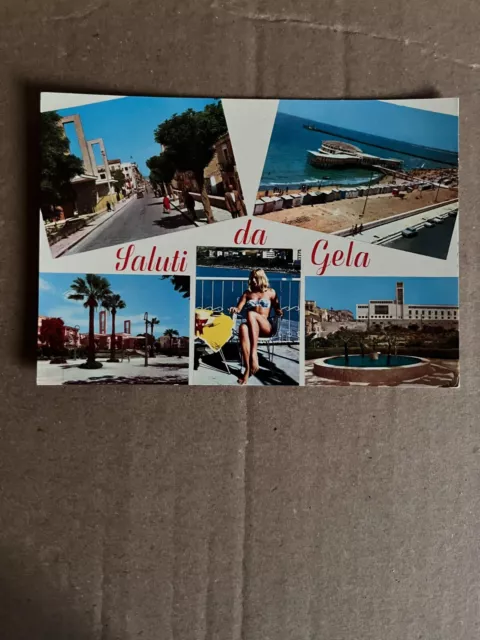 Cartolina Gela - Saluti Da..vedutine Con Pin Up - Viaggiata 1968