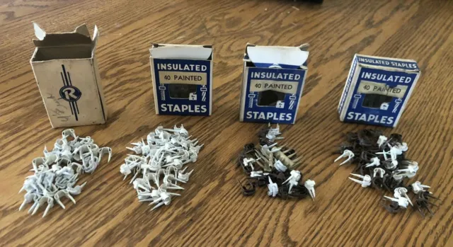 Lot of 139 Miscellaneous Vintage  Painted Insulated WHITE/ BROWN STAPLES