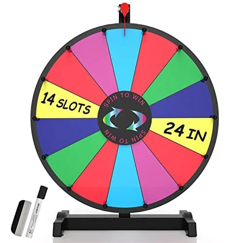Hokut 24 inch Spinning Prize Wheel 14 Color Slots Tabletop Spinner Heavy Duty...