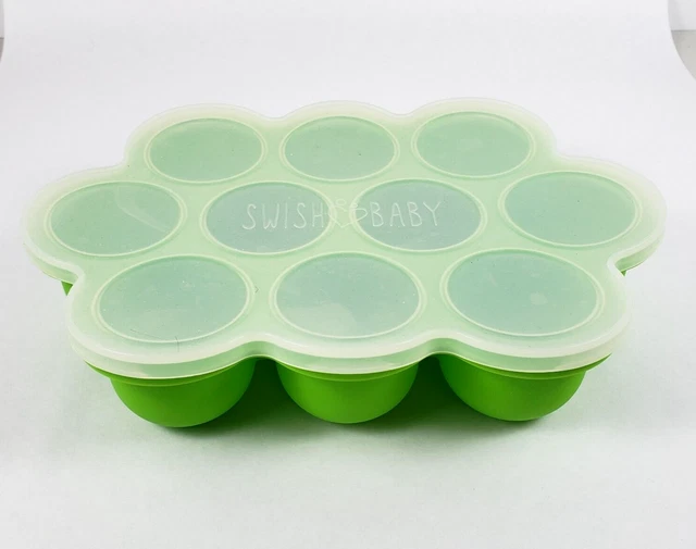 Bandeja de almacenamiento de alimentos de silicona para bebé Swish con tapa, picaduras de huevo cetogénico