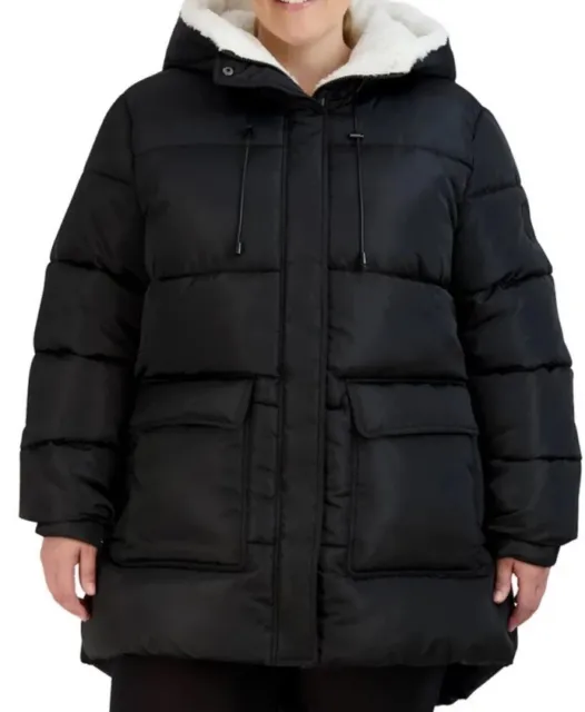 Madden Girl Puffer Jacket Black Woman’s Size 3X  Heavy Hooded Parka Coat