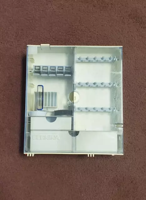 Bernina Sewing Machine Standing Accessory Storage Case with Spool Caps, Bobbins Bernina Sewing Machine Standing Accessory Storage Case with Spool Caps, Bobbins