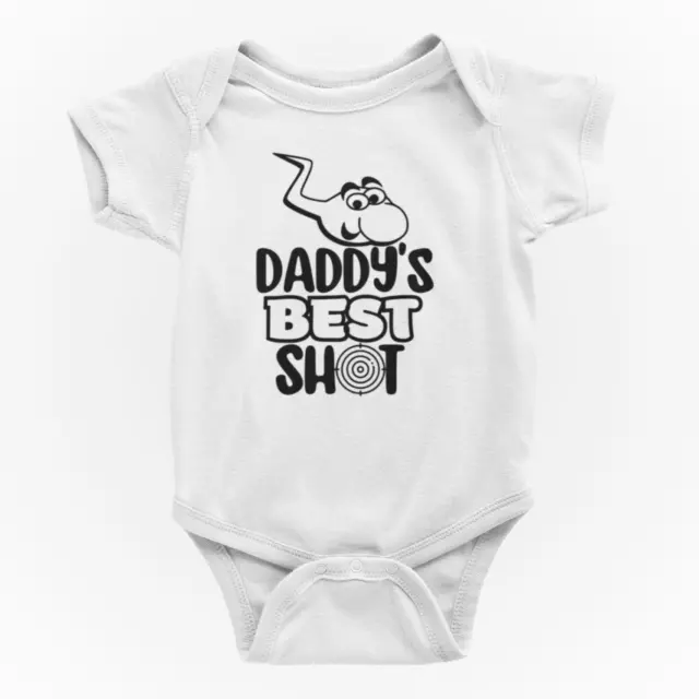 Daddy's Best Shot Baby Grow Body Vest Funny Novelty  Sperm Joke New Parent Gift