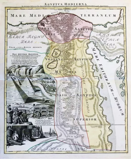 Ägypten Egypt Nil Alexandria Cairo map carte Karte Homann Kupferstich engraving