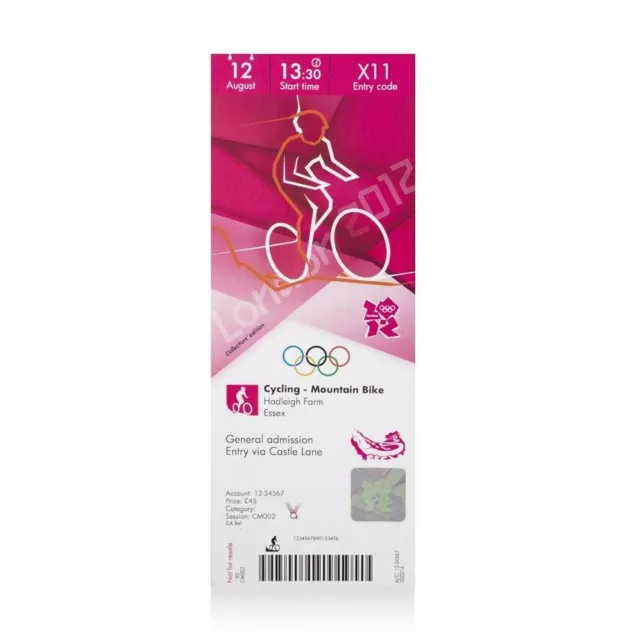 UNSIGNED London 2012 Olympics Ticket: Mountain Biking, August 12th Autograph