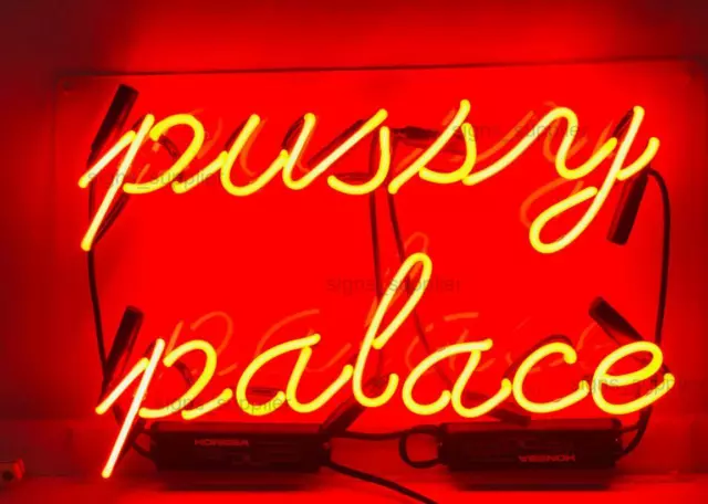 Pussy Palace Neon Sign Light Home Room Man Cave Wall Hanging Nightlight 17"x14"