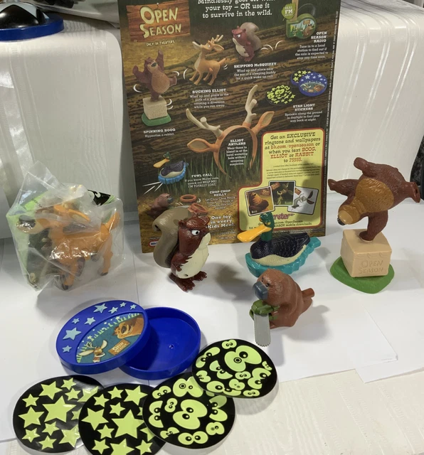 BURGER KING OPEN Season Boog Duck Reilly Mcsqizzy Stickers lot Pamphlet