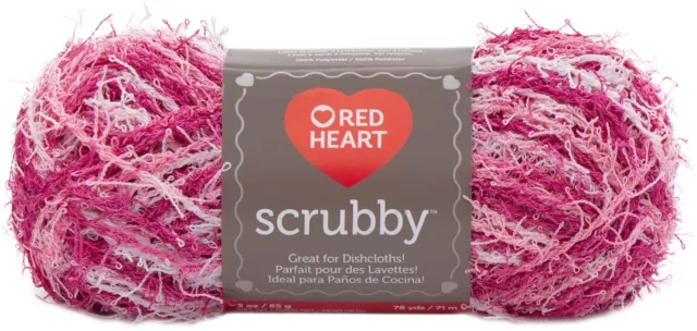 Red Heart Scrubby Yarn Jolly Red Green Pink White Holiday Christmas