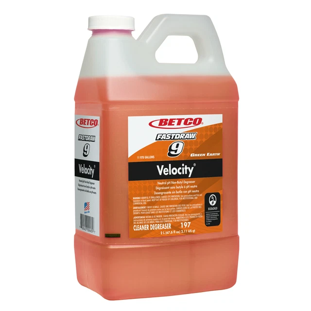 Betco Fastdraw Green Earth Velocity Degreaser, Fresh Scent, 2 Liter, Case Of