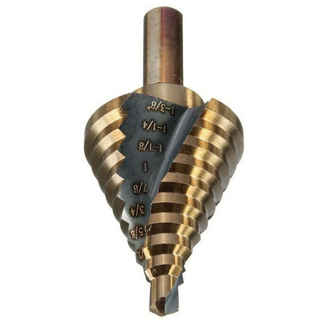 10 Step Drill Bit Set Cobalt M42 1/4"-1-3/8" Reamer Spiral Two Flute Design Cuts 2