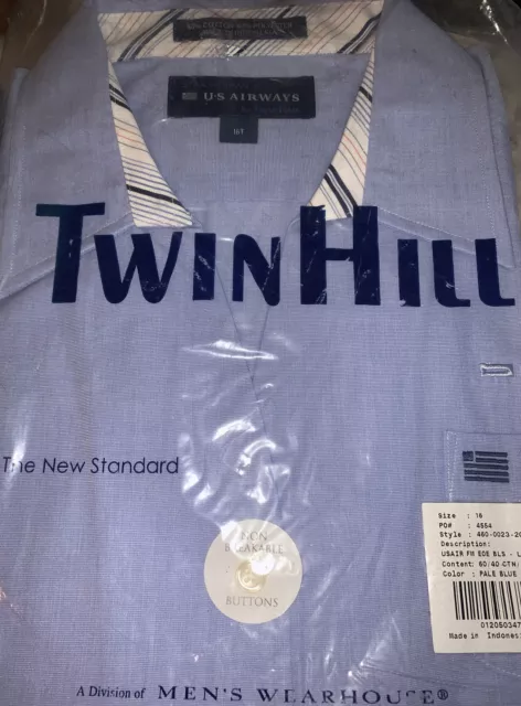 New US Airways Airline Blouse/Stan Herman /Twin Hill Pale Blue 16t Vintage Rare