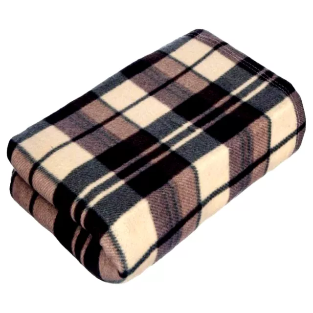 Tartan Throw Checked Large Polar Fleece Warm Soft Blanket Sofa Bed Travel Car