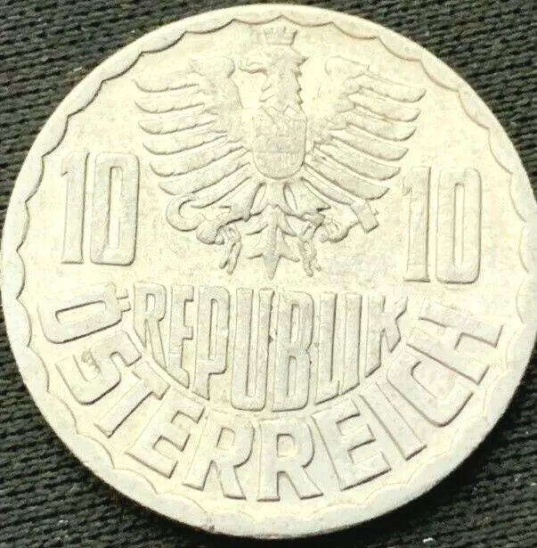 1974 Austria 10 Groschen UNC    High Grade Aluminum Coin    #K612