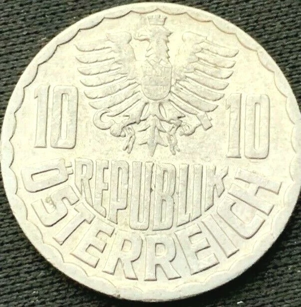 1974 Austria 10 Groschen UNC    High Grade Aluminum Coin    #K612