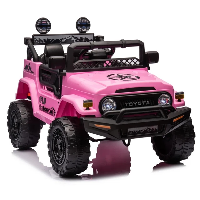 Voiture électrique 12 V Véhicule Electrique 2 Places avec Télécommande 2.4 G Suspension à Ressorts Lumières pour plus de 3 Ans Blanc/Rose/Noir/Rouge